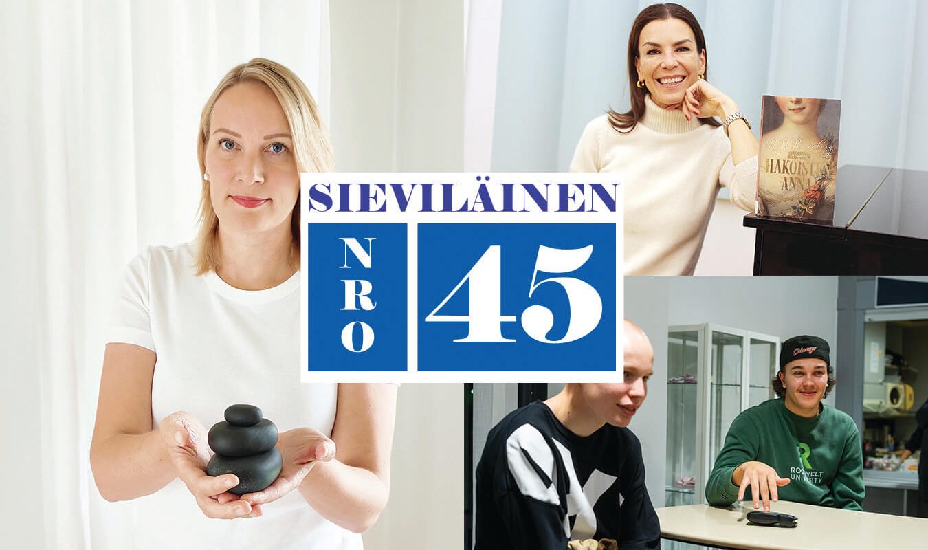 Viikon 45 Sieviläisessä hyvinvointiyrittäjä Riikka Koskela, sieviläislähtöinen kirjailija Riikka-Maria Rosenberg sekä lukion Yösäbä.