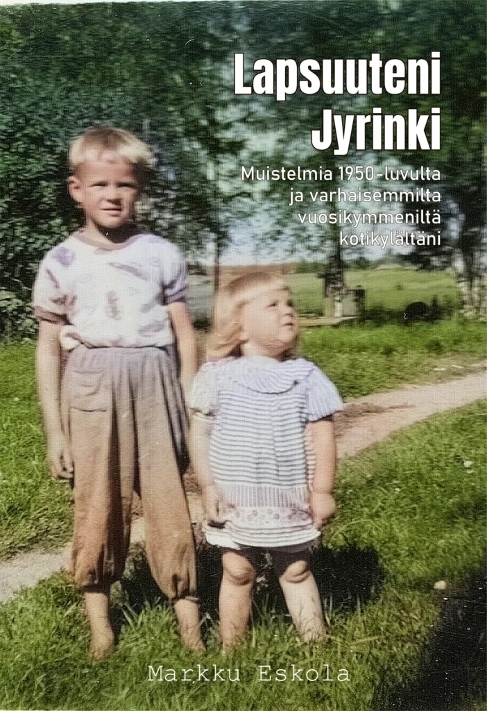 Markku Eskolan tulevan kirjan kansikuva. Markku 7-vuotiaana pikkusiskonsa Irman kanssa.